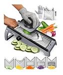 Fullstar 7-in-1 Stainless Steel Mandoline Slicer for Kitchen, Vegetable Slicer, Veggie Chopper & Cheese Grater, Meal Prep Food Storage Container Anti-slip Base & Protective Glove Included - Silver
