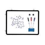 Small Dry Erase Whiteboard, 16 x12 Inch Magnetic Whiteboard for Wall, Portable whiteboard with 2 Ways Installation, Including Markers, Eraser and mounting Hardware (Black)