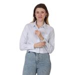 MODYNE Women Cotton Shirt with Buttom Elastic Long Sleeve Shirt | Collard Solid Blue Stripe Shirt with Pocket Regular Fit for Ladies SkyBlue, (Size -S)