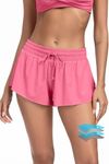 Beautikini Period Swim Shorts Menstrual Leakproof Period Swimwear Bottom 2-in-1 Flowy Athletic Shorts for Teen Girls Pink Large