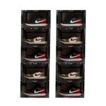 Helios Sneaker Storage Box – Drop Front Transparent Shoe Box for Sneakers | Stackable, Dustproof Sneaker Display Case Organizer | Side Open Plastic Shoe Crate – Fits Upto Size 13
