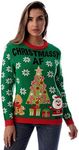 #followme Womens Ugly Christmas Sweater - Sweaters for Women, Green - Christmassy Af, Medium