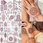 Xmasir 12 Sheets Brown Henna Tattoo