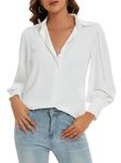 MINTLIMIT Tops for Women Chiffon Shirt Blouse Button Down Tunic Top Lantern Long Sleeve (White XXL)