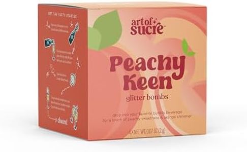 Art of Sucre Peachy Keen Cotton Drink Candy Glitter Bombs, Edible Glitter, Drop into Drinks, 4 Pieces