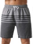 Nonwe Men's Swim Shorts Strip Casual Fit Soft Washed Board Shorts Gray 34