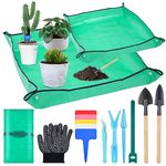 2Pcs Repotting Mat for Indoor Plants, 39''Large Potting Mat and 26''Small Planting Mat with Plant Accessories Foldable Waterproof Plant Gardening Mat, Portable Potting Tray for House Plants Succulents