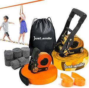 Slackline Kit Slakcline Longer 65ft with Tree Protectors Arm Trainer and Carry Bag,Slack Lines for Backyared for Kids and Adults