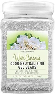 SMELLS BEGONE 48 oz Odor Eliminator Gel Bead Refill - Eliminates Odors from Bathrooms, Cars, Boats, RVs and Pet Areas - Air Freshener - Made with Essential Oils - White Gardenia Scent