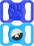 Joytale 2 Pack Airtag Dog Collar Holder, Elastic Silicone Air Tag Holder for Large Dogs Collar 1.5 Inch, Light and Durable Apple Airtag Holder with Slide-On Loop(Royal Blue/Aqua Blue)