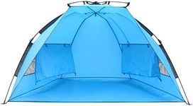 Pop Up 4-5 Person Beach Tent X-Large - Easy Setup, Portable Beach Shade Canopy Folding Sun Shelter with UPF 50+ UV Protection Removable Skylight Family Size