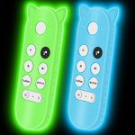 Silicone Protective Case Compatible for Google Chromecast Remote Control,Remote Case Holder Skin for Google 2020 Voice Remote,Shock Absorption Bumper Remote Back Cover -Glowblue+Glowgreen