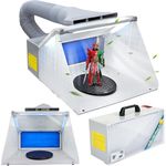 Display4top Airbrush Toy Model Parts Spray Booth Hose Kit Paint Craft Odor Extractory Hobby Spray Booth Portable w/LED Light Turn Table Powerful Fan with Filter Extraction