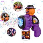 Babuloo Halloween Pumpkin Bubble Gun, Automatic Bubble Machine Blower for Kids 8000+ Bubbles Per Minute, 10 Holes Bubble Making Toy with Lights/Bubble Solution for Outdoor Halloween Party