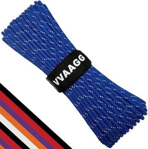 VVAAGG Reflective Paracord Rope 200FT, 7 Strand Nylon para Cord Lanyard Utility 550 Parachute Cord, 4mm Thin Tent Rope for Outdoor Camping Hiking (Blue 200FT)