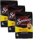 Senseo Espresso Dark Roast Coffee Pods – 144 Count (3 Packs of 48) – Strong & Concentrated Flavor with Rich Crema – Single-Serve Coffee Pads Compatible with Senseo & PeleCom Machines – Imported from the Netherlands