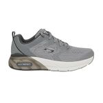 Skechers Max Protect Sport - Safeguard Lace Up Shoes For Men - Air-Cooled Memory Foam Cushioned Insole Lightweight Flexible Shock-Absorbing Midsole Mesh Upper Running Shoes Grey, 7 UK