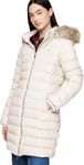 Tommy Jeans Women’s Essential Hooded Down Coat with Faux Fur, Off-White (Newsprint), M