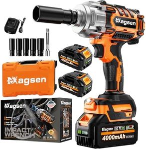 MAGSEN 1/2 inch Cordless Impact Wrench, 900Ft-lbs (1200N.m) High Torque Brushless Impact Gun,3800RPM,2x4000mAh Battery, 5 Sockets,LED Light,Electric Impact Motor Variable Speeds for Car/Mower/Pickup