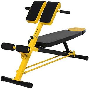 Soozier Adjustable Weight Bench Roman Chair Exercise Training Multi-Functional Hyper Extension Bench Dumbbell Bench Ab Sit up Decline Flat Black and Yellow