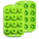 APSAMBR Silicone Mini Donut Maker Baking Muffin Pan Tray 12 Holes Pure Food Grad Green makes12 Full Size Donuts, BPA Free,