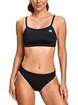 SYROKAN Women's Athletic Bikini Workout Two-Piece Sport Swimsuit Black Medium