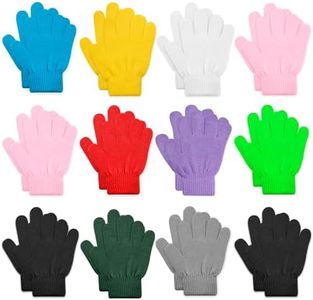 ONESING 12 Pairs Kids Gloves - Warm Knitted Winter Gloves Bulk for Girls Boys, Children Gloves Ideal for Cold Weather Mixcolor A