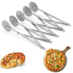 5 Wheel Pizza Cutter, Adjustable Width Stainless Steel Pastry Cutter Pizza Dough Brownie Cutter Wheel Divider Pastry Roller Knife for Baking