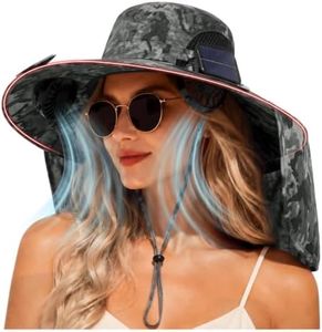 Solar Panel Powered Fan Built in Wide Brim Outdoor Fishing Sun Hat USB Charging Men Beach Essential Summer Must Have Safari Accessories Equipment Hike Camping Gear Item Stuff Necessities Things Gadget