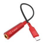 J&D USB Type C to 1/4 Headphone Adapter, 6.35mm TRS Female to USB C Stereo Audio Cable with Nylon Braiding for Amplifiers, Mixers, 6.35mm Headphones, Compatible with iPhone 15 Series, 30 cm, Red