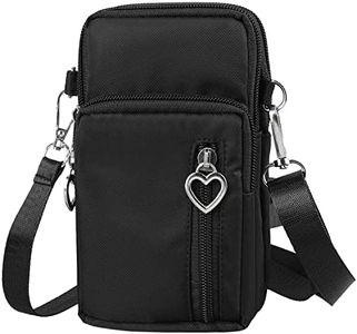 Bandolera Para Celular, Bandolera Para Celular de Mujer, Bandolera Para Celular de Mujer, Bandolera Para Celular Multifuncional con Muchos, Para el día a día, Escuela, Viajes, Compras (Negro)