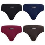 wirarpa Men's Modal Briefs Underwear Super Soft Microfibre Underpants No Front Slips Covered Waistband 4 Pack Medium