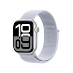 Apple Watch Series 10 GPS 42 mm Smartwatch with Silver Aluminium Case with Blue Cloud Sport Loop - One Size. Fitness Tracker, ECG App, Always-On Retina Display, Carbon Neutral