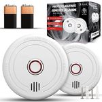 2Pcs Optical Smoke Alarms For Home With 10 Year Sealed For Life Battery, Passed En14064 Standard Smoke Alarm, Smoke Detector & Fire Alarms For Home, Office Etc Smoke Alarm Battery