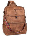 FADEON Laptop Backpack for Women Leather Travel Backpack with Laptop Compartment, Designer PU Shoulder Laptop Bag Brown