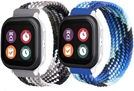 2 Pack Kids Braided Band Compatible with Gizmo Watch 3/2/1,Gabb Watch 3/2/1,SyncUP Kids Watch,Cosmo JrTrack 3/2 SE/2/JrTrack,20mm Breathable Solo Loop Stretchy nylon Strap for Boys and Girls