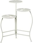 Deco 79 Metal Indoor Plantstand Folding 3 Tier Plant Shelf with Dragonfly and Star Cutouts, Plant Stand 18" x 18" x 24", White