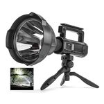 Rechargeable Spotlight Flashlight High Lumens, 90000 Lumen Super Bright spot Light with 4 Modes & USB Output, Waterproof Handheld LED Spotlight with Tripod, Powerful Searchlight for Camping/Emergency