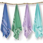 Mush 100% Bamboo Light Weight & Ultra-Compact Turkish Towel Super Soft, Absorbent, Quick Dry, Anti-Odor Bamboo 250 Tc Towel For Bath, Travel, Gym, Swim And Workout (Pack Of 4) - Multicolor