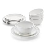 Mikasa Colter Bone China Lightweight Chip Resistant 12 Piece Dinnerware Set, Service for 4, White