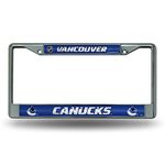 NHL Rico Industries Bling Chrome License Plate Frame with Glitter Accent, Vancouver Canucks Team Color, 6 x 12.25-inches