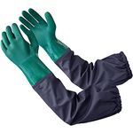 Coopache Extra Long Sleeve Rubber Pond Gloves for Dishwashing Cleaning Heavy Duty Waterproof Work Golves for Mens and Womens Large