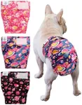CuteBone Washable Dog Diapers Female No Tail Hole 3 Pack Reusable Doggie Period Training Pants for Docked-Tail Frenchie French Bulldog Boston Terrier Without Tail WWD34XL