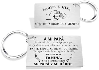 Llavero de Padre e Hija – Regalo Emotivo para Papá de Parte de su Niña – Mi Papá y Mi Héroe – Texto en Español para Día del Padre, Cumpleaños