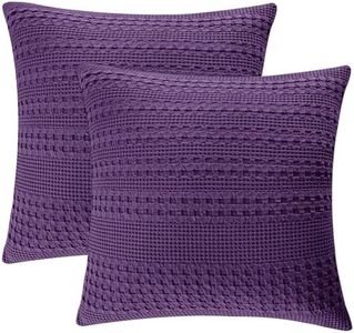 PHF 100% Cotton Waffle Weave Euro Sham Covers, 2 Pack 26" x 26" Bed Pillow Covers for Elegant Home Decor, No Filling, Luxury Aesthetic Soft Euro Pillow Cases for Bed, Grape