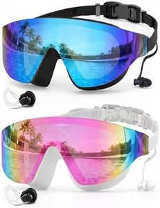 Zoomsnail Swim Goggles 2 Pack, Frameless Wide View Swimming Goggles for Adult, Anti-Fog Anti-UV No Leaking Pool Goggles for Men Women Youth