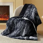 Bedsure Heated Blanket Electric Throw - Faux Fur Sherpa Electric Blanket, Heating Blanket with 6 Heating Levels & 4 Timer Settings, Giftable Heated Throw Blanket (50x60 inches, Black)