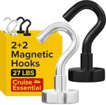 X-bet MAGNET Mix (Silver + Black) Magnetic Hooks (2+2) 4 PCs (27 LBS),Black Pull Force Around 24lbs