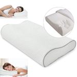 Memory Foam Cervical Neck Pillow for Neck Pain Relief | Firm Ergonomic Orthopedic Side Sleeper Pillow for Shoulder Pain | Sleeping Support | Oreiller Mousse Memoire Orthopédique (Original Wave Design)