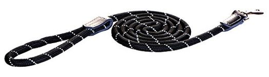 Rogz Rope Utility Medium 1/3-Inch Fixed 6-Feet Long Reflective Dog Leash, Black